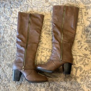 Brown heeled boots